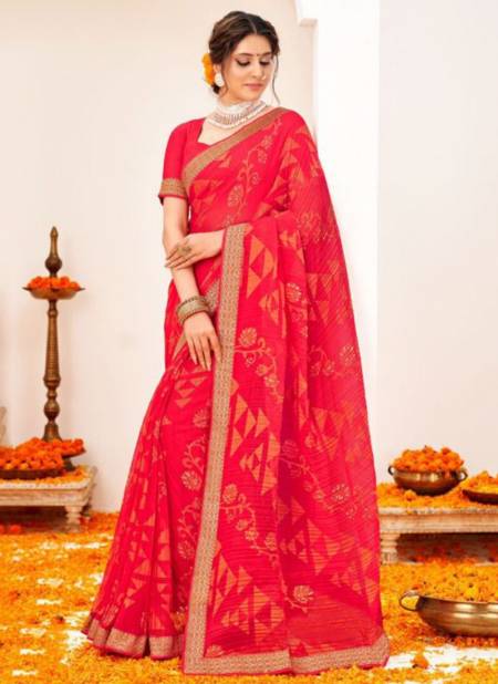 Red Colour Vishal Avani New Exclusive Wear Chiffon Fancy Designer Latest Saree Collection 41211